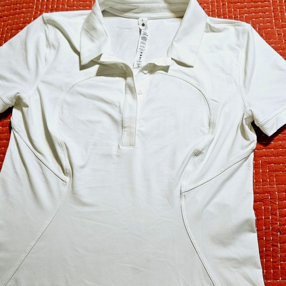 Lululemon Women Quick-Dry Short Sleeve Polo Shirt Size 6 White-LW3